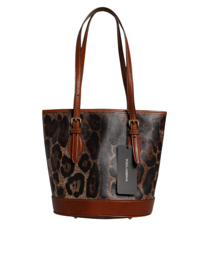 Dolce & Gabbana Brown Leopard Leather Shoulder Strap Tote Bag