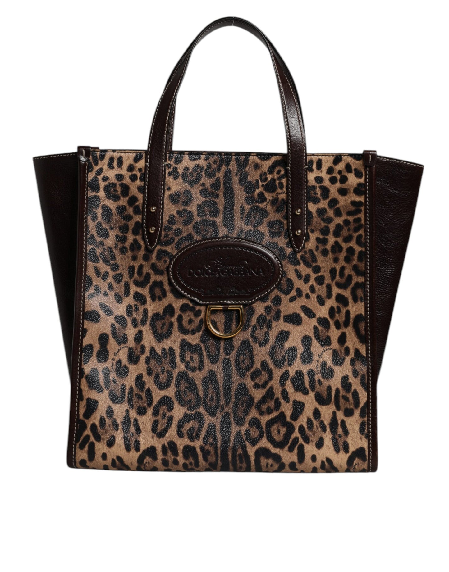 Dolce & Gabbana Brown Leopard Leather Shoulder Strap Tote Bag