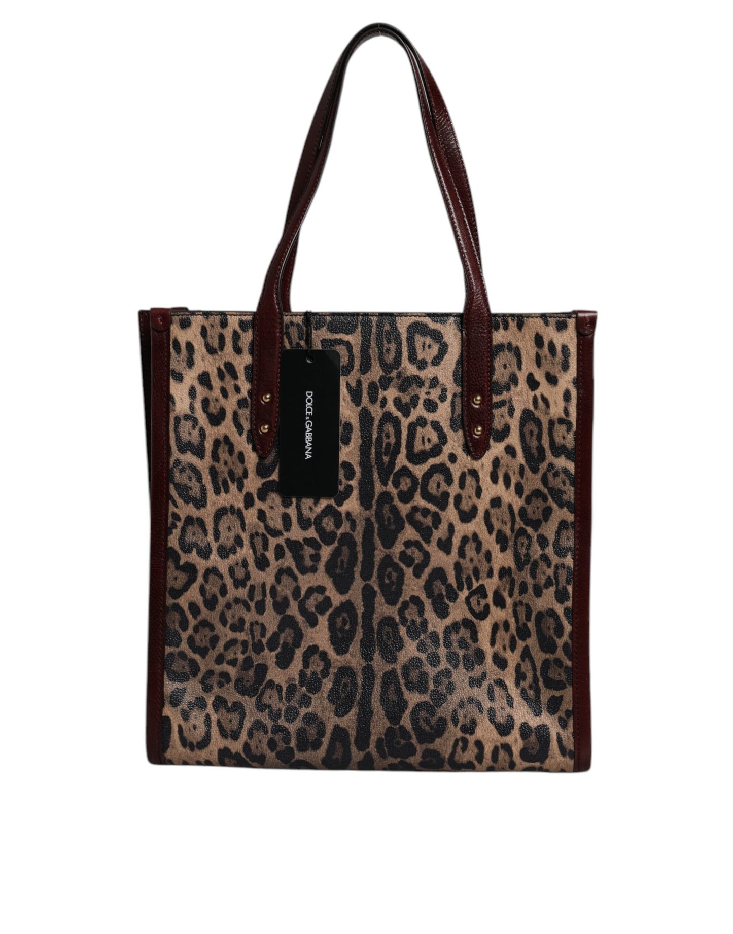 Dolce & Gabbana Brown Leopard Leather Shoulder Strap Tote Bag