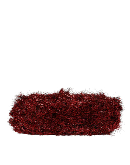 Dolce & Gabbana Red Gold Chain VANDA Tinsel Crystals Evening Clutch Bag