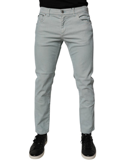 Dolce & Gabbana Light Blue Logo Plaque Skinny Men Denim Jeans