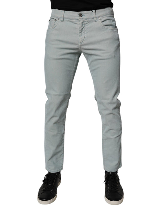 Dolce & Gabbana Light Blue Logo Plaque Skinny Men Denim Jeans