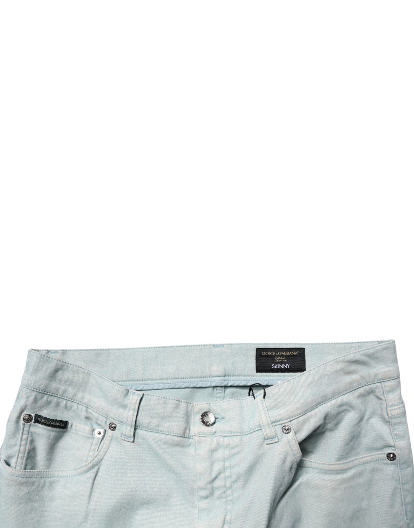 Dolce & Gabbana Light Blue Logo Plaque Skinny Men Denim Jeans