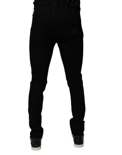 Dolce & Gabbana Black Sacred Heart Cotton Skinny Denim Jeans