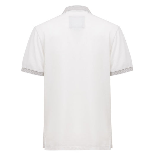 Canali White Cotton Polo Shirt