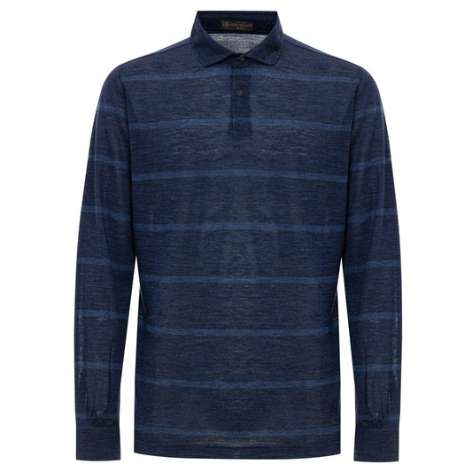 Corneliani Blue Wool Polo Shirt