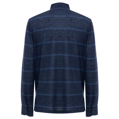 Corneliani Blue Wool Polo Shirt