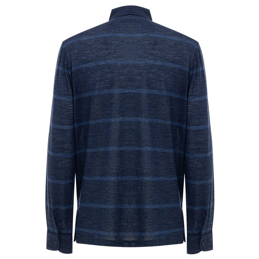 Corneliani Blue Wool Polo Shirt