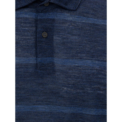 Corneliani Blue Wool Polo Shirt