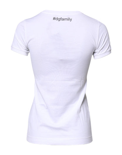 Dolce & Gabbana White Cotton #DGFAMILY Embroidery T-shirt