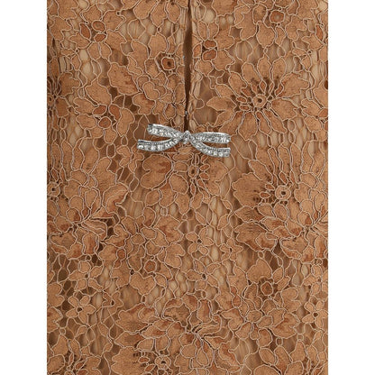Self-Portrait Tan Lace Bow Mini Dress