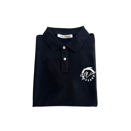 Trussardi Beachwear Black Cotton Men's Polo Shirt