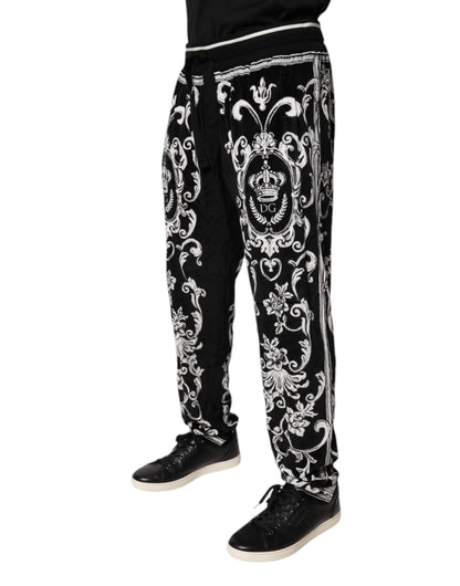 Dolce & Gabbana Black Bandana Cotton Jogger Pants