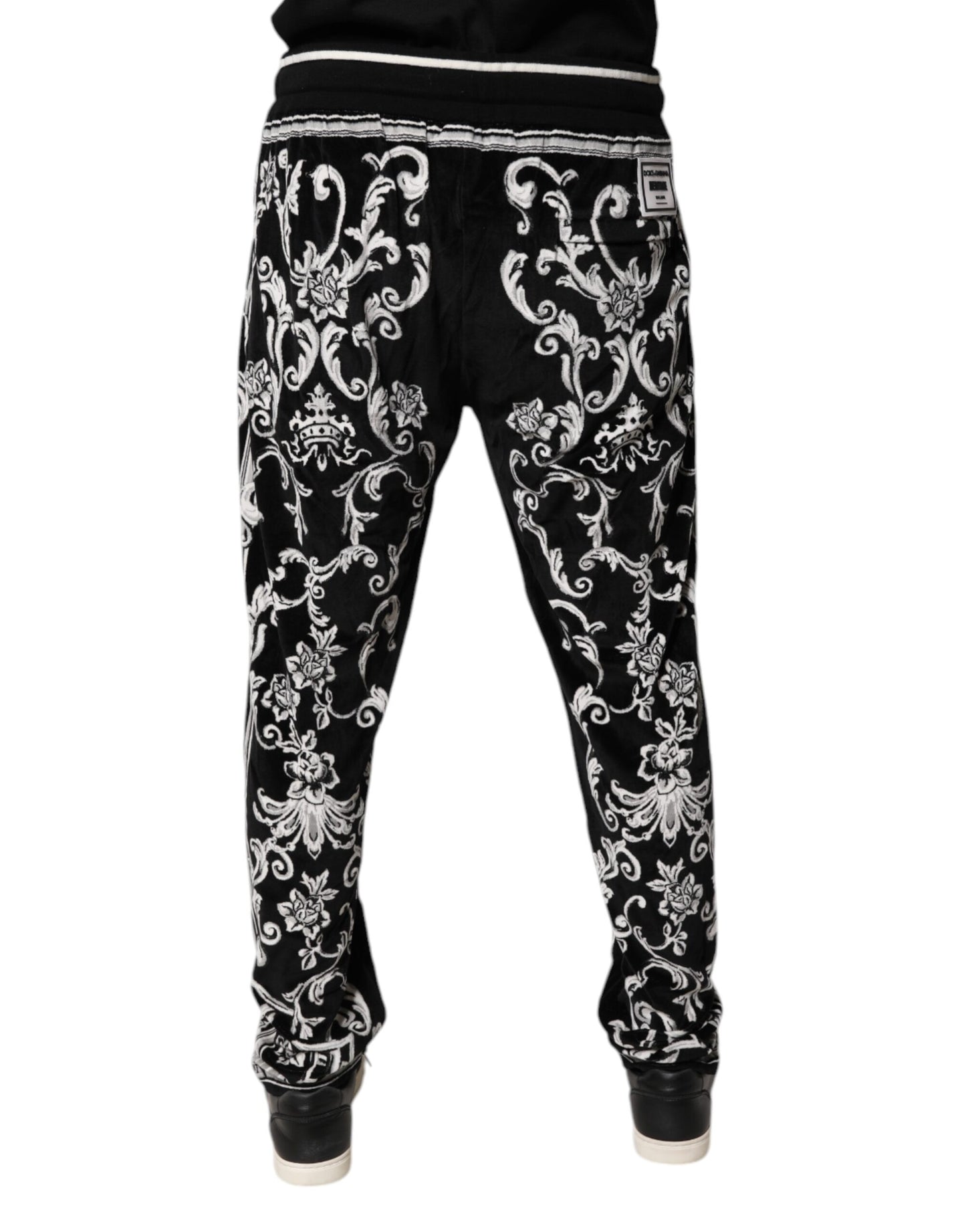 Dolce & Gabbana Black Bandana Cotton Jogger Pants