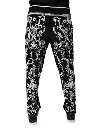 Dolce & Gabbana Black Bandana Cotton Jogger Pants