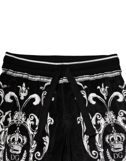 Dolce & Gabbana Black Bandana Cotton Jogger Pants