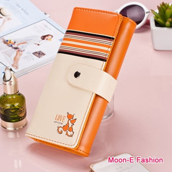 Carteras para mujer de piel sintética suave con diseño de gatos