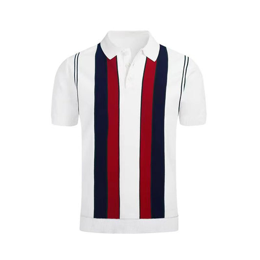 Polo de verano de rayas finas y corte ajustado para hombre