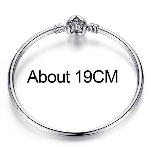 Pulsera y brazalete BAMOER de cadena de serpiente de plata de ley 925 con circonita cúbica pavé y estrella, joyería DIY PAS901