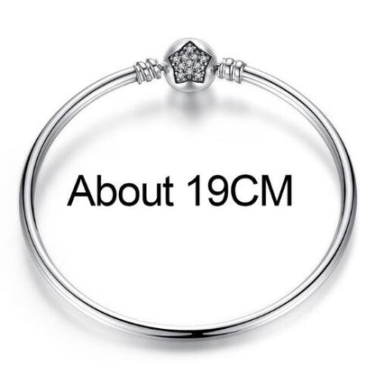 Pulsera y brazalete BAMOER de cadena de serpiente de plata de ley 925 con circonita cúbica pavé y estrella, joyería DIY PAS901