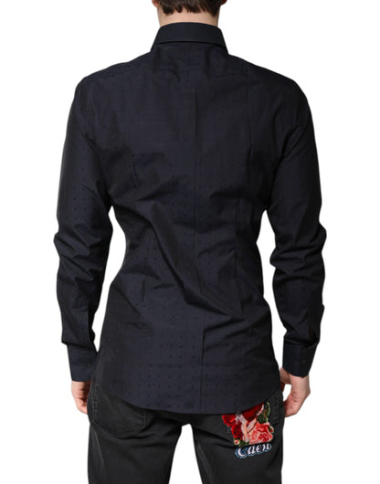 Dolce & Gabbana Black Cotton GOLD Men Dress Formal Shirt