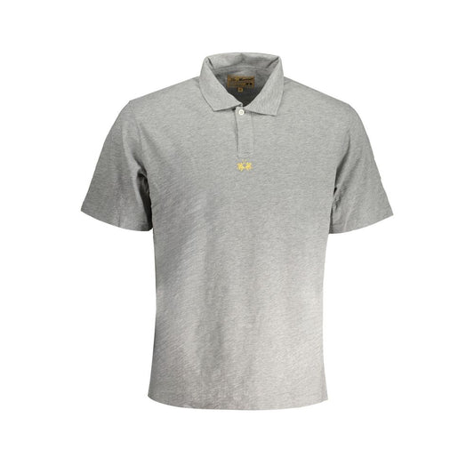 La Martina Gray Cotton Men Polo Shirt