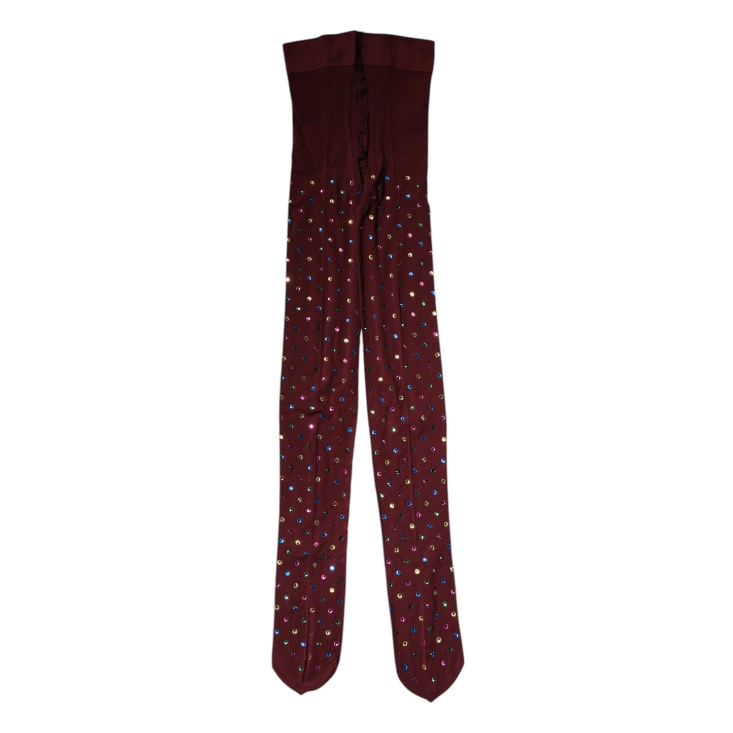 Dolce & Gabbana Maroon Nylon Crystal Embellished Pantyhose Tights