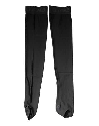 Dolce & Gabbana Black Viscose Stretch Over Calf Stockings Socks