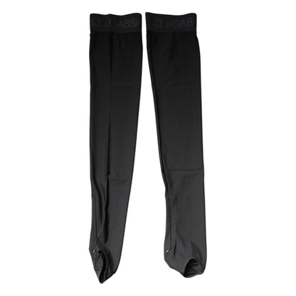 Dolce & Gabbana Black Viscose Stretch Over Calf Stockings Socks