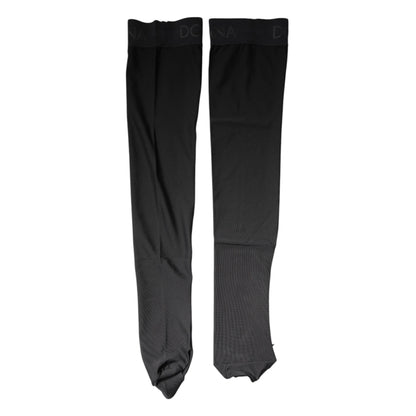 Dolce & Gabbana Black Viscose Stretch Over Calf Stockings Socks