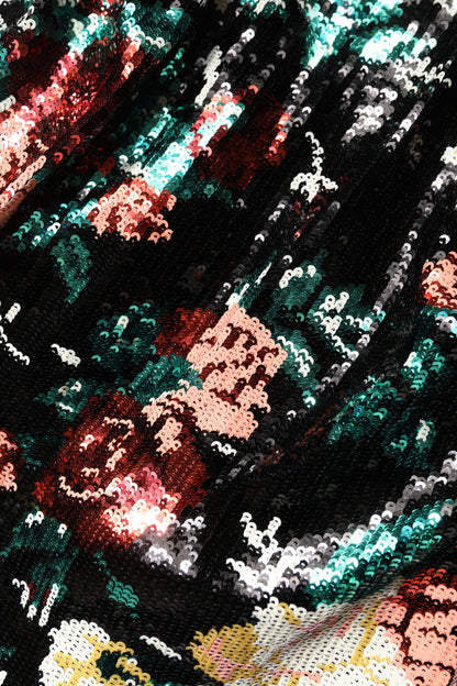 Dolce & Gabbana Black Floral Sequin Sleeveless Sheath Dress