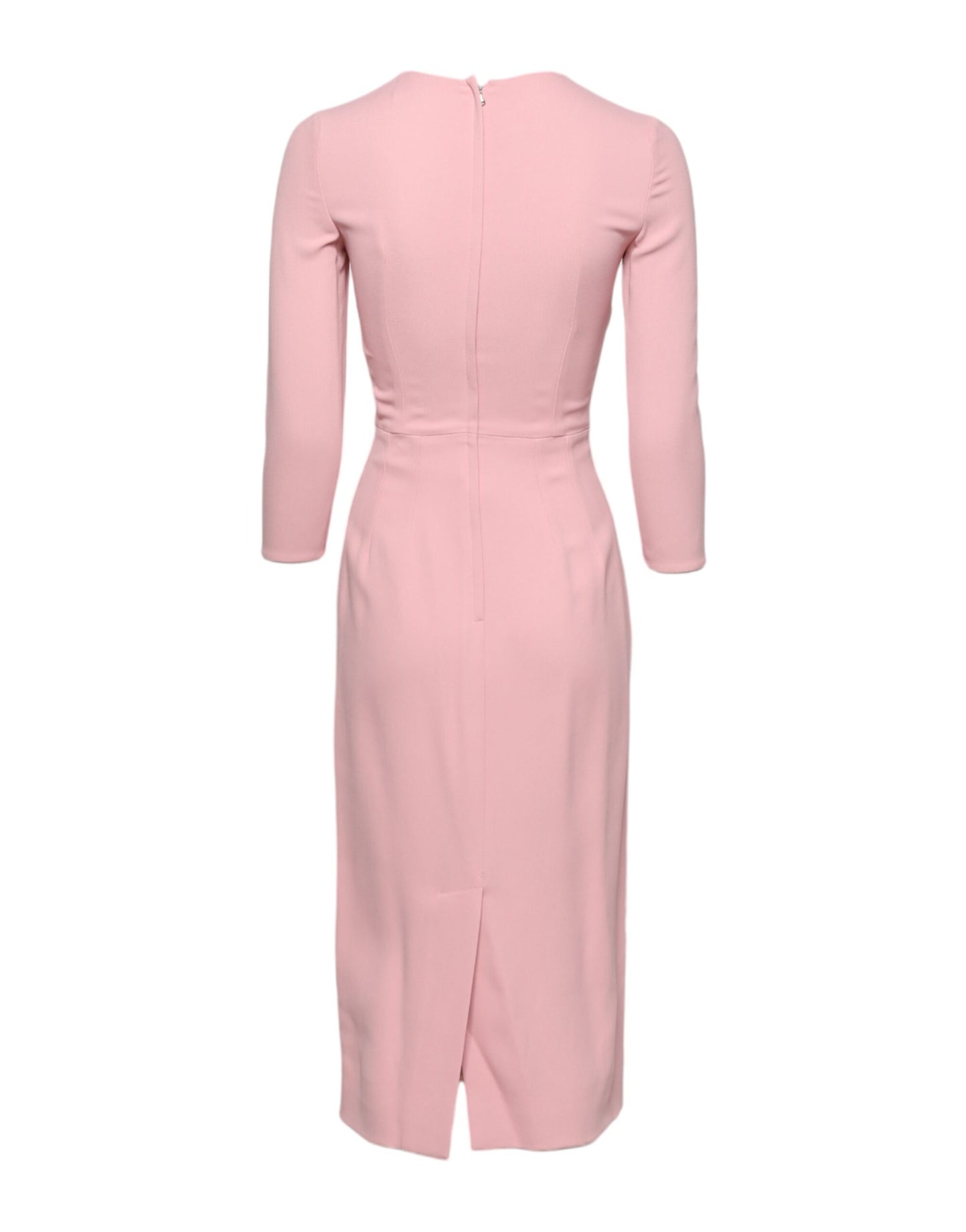 Dolce & Gabbana Pink Viscose 3/4 Sleeves Sheath Midi Dress
