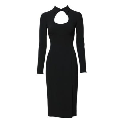 Dolce & Gabbana Black Long Sleeves Bodycon Sheath Midi Dress