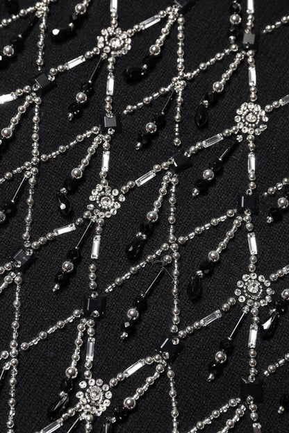 Dolce & Gabbana Black Cashmere Embellished Long Sleeves Top