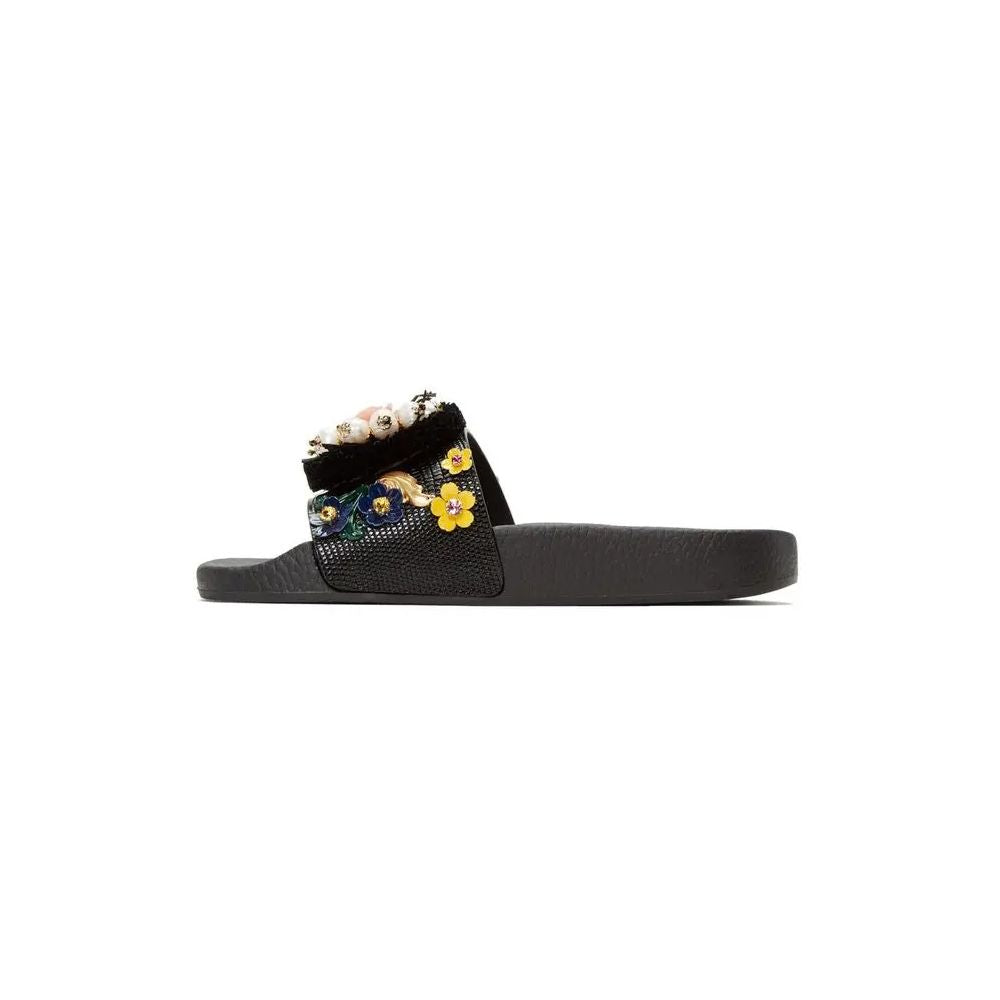 Dolce & Gabbana Black Calfskin Women Sandal