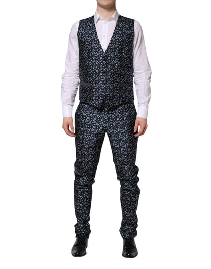 Dolce & Gabbana Blue MARTINI Star Jacquard 3 Piece Suit