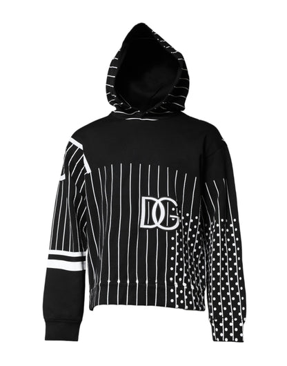 Dolce & Gabbana Black White Stripe Hooded Sweatshirt Sweater
