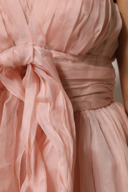 Dolce & Gabbana Pink Silk Chiffon A-line Pleated Midi Dress