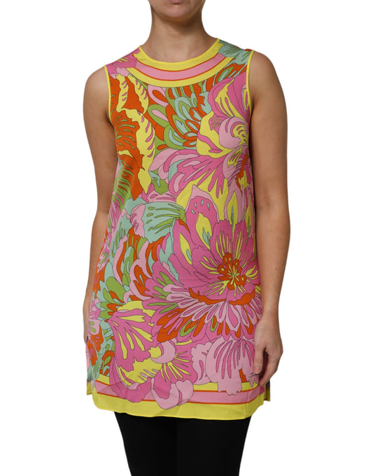 Dolce & Gabbana Multicolor Floral Roundneck Sleeveless Top