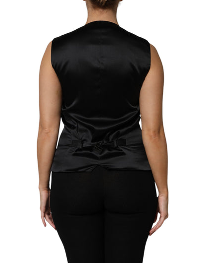 Dolce & Gabbana Silver Floral Jacquard Sleeveless Vest Top