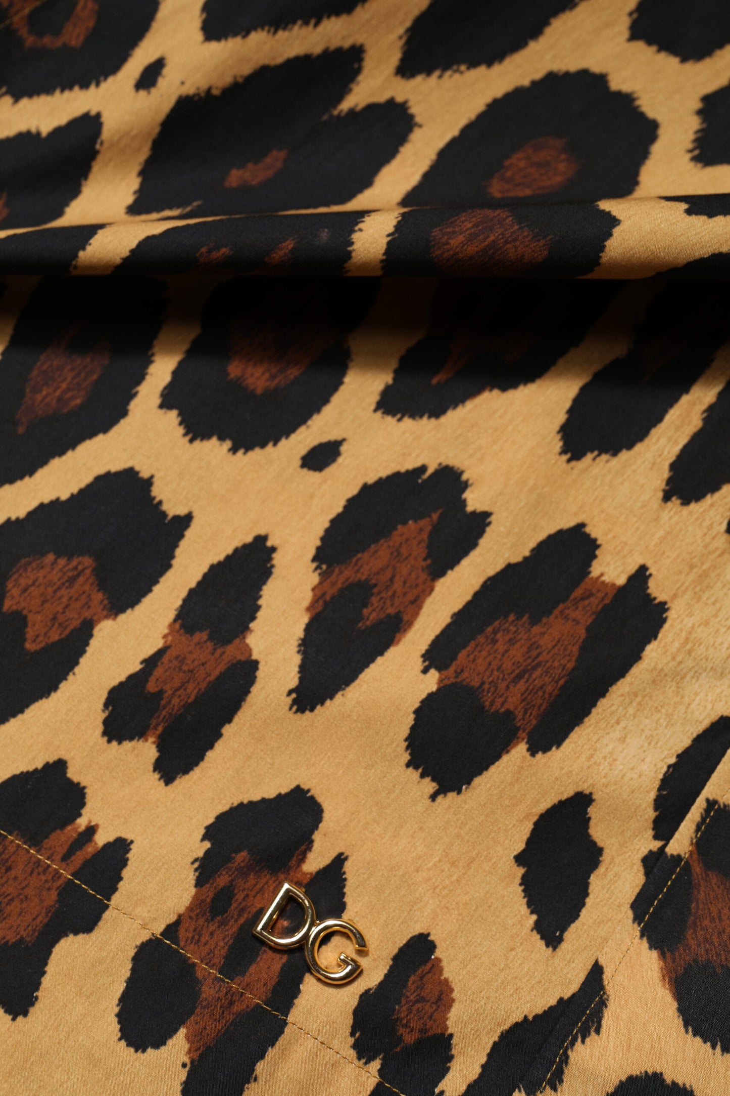 Dolce & Gabbana Brown Leopard Short Sleeve Collared Polo Top