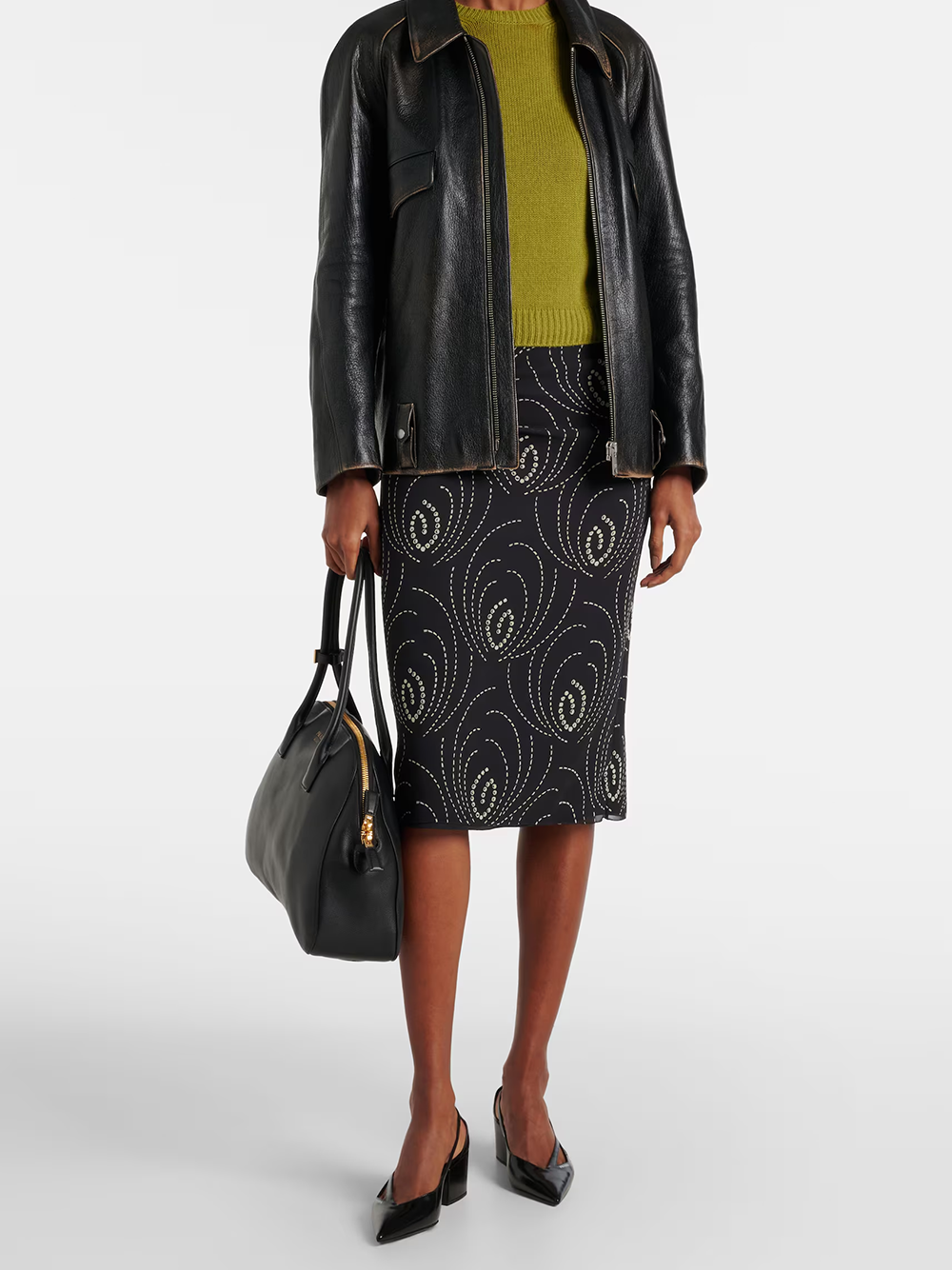 Prada Black Leather Cut-Out Pumps 55