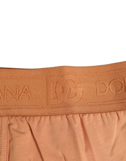 Dolce & Gabbana Brown Cotton Stretch Regular Boxer Underwear