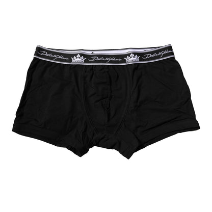 Dolce & Gabbana Black Cotton Stretch Regular Boxer Underwear