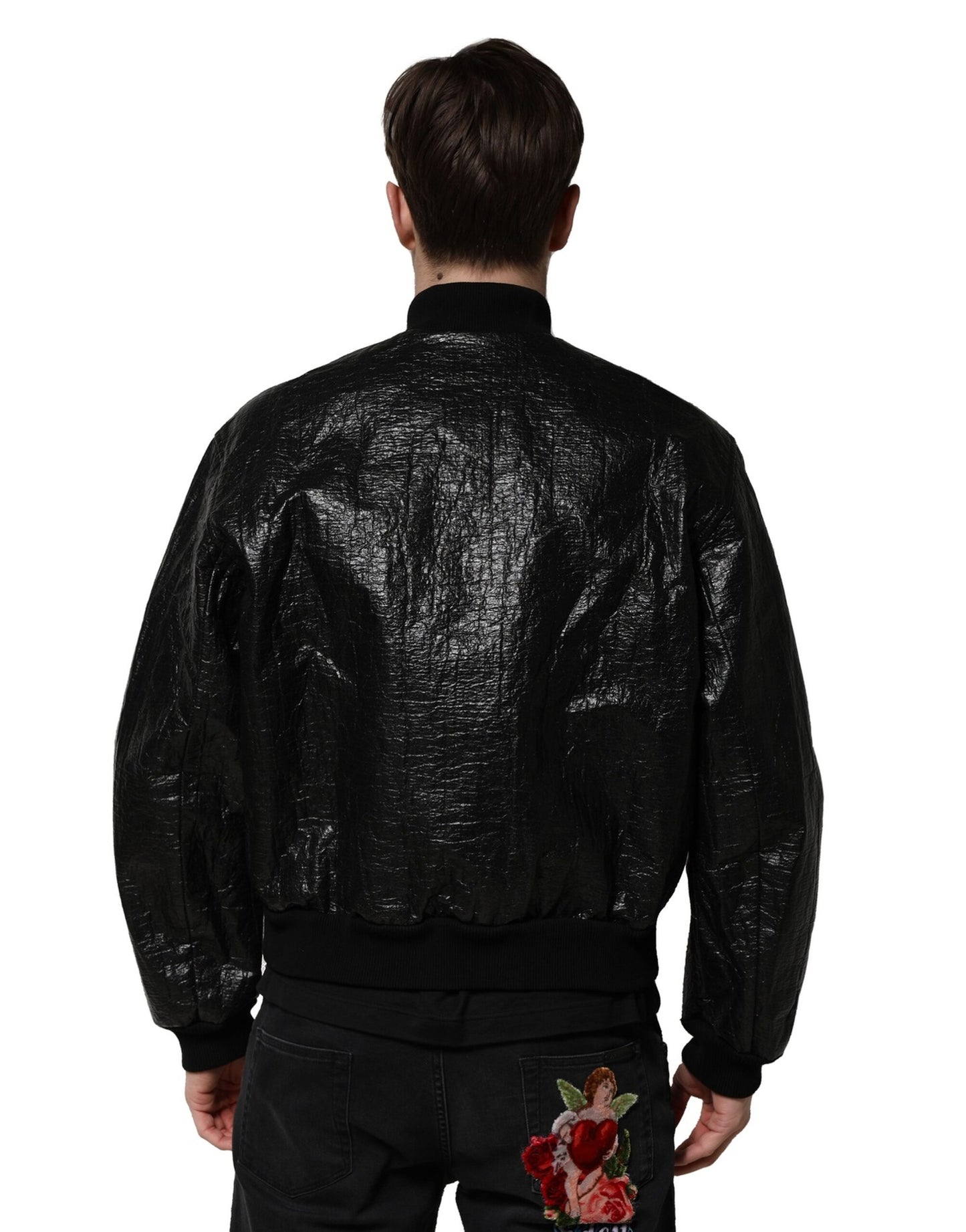 Dolce & Gabbana Black Logo Plaque Bomber Full Zipper Jacket