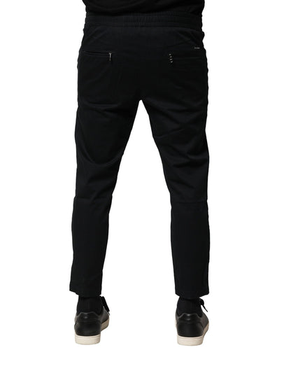 Dolce & Gabbana Black Cotton Mid Waist Jogger Pants