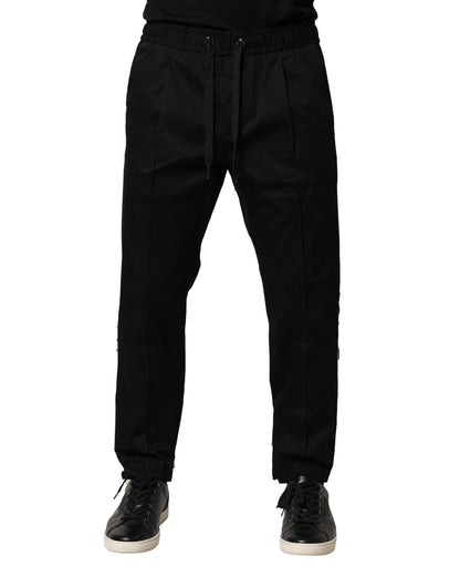 Dolce & Gabbana Black Cotton Mid Waist Jogger Pants