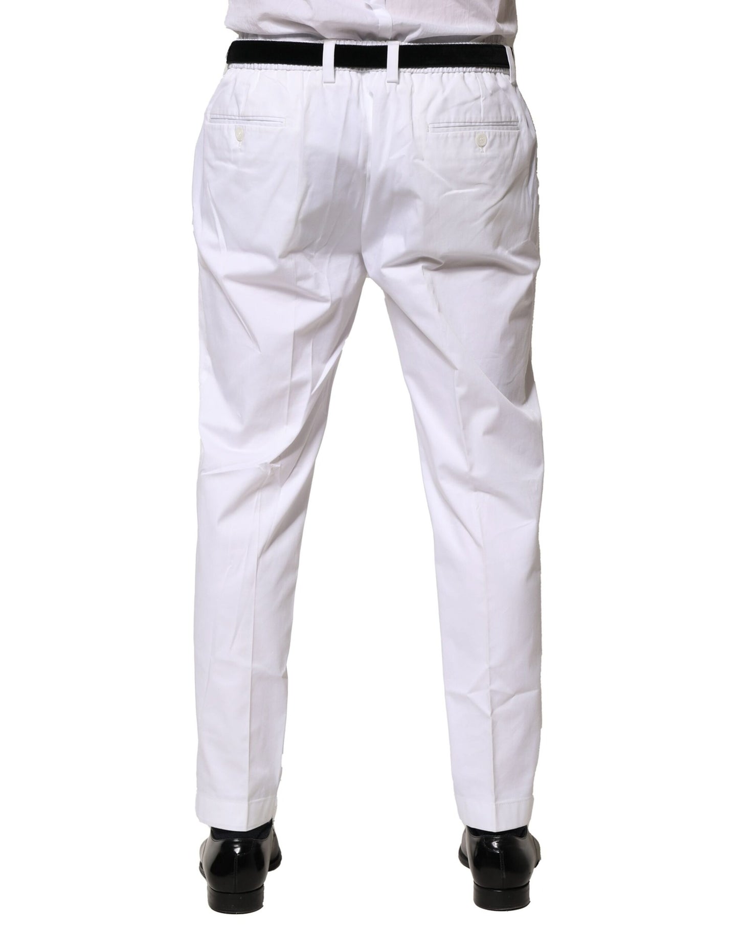 Dolce & Gabbana White Cotton Dress Slim Formal Pants