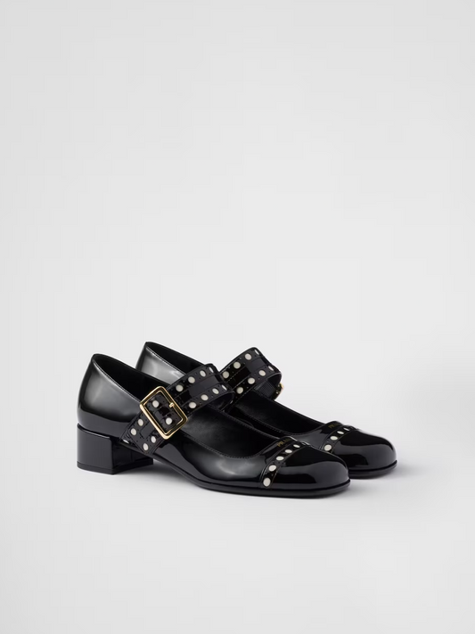 Prada Black Patent leather Mary Jane pumps