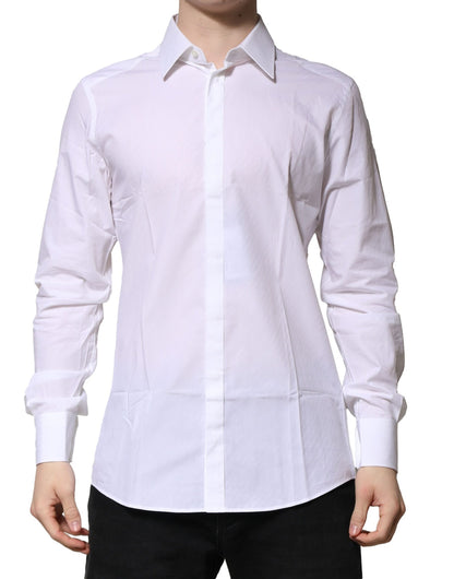 Dolce & Gabbana White GOLD Long Sleeves Men Dress Formal Shirt